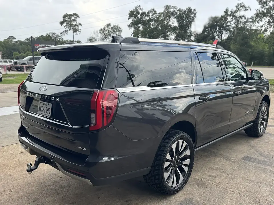 Rear three-quarter view of 2026 Ford Expedition after suspension upgrade